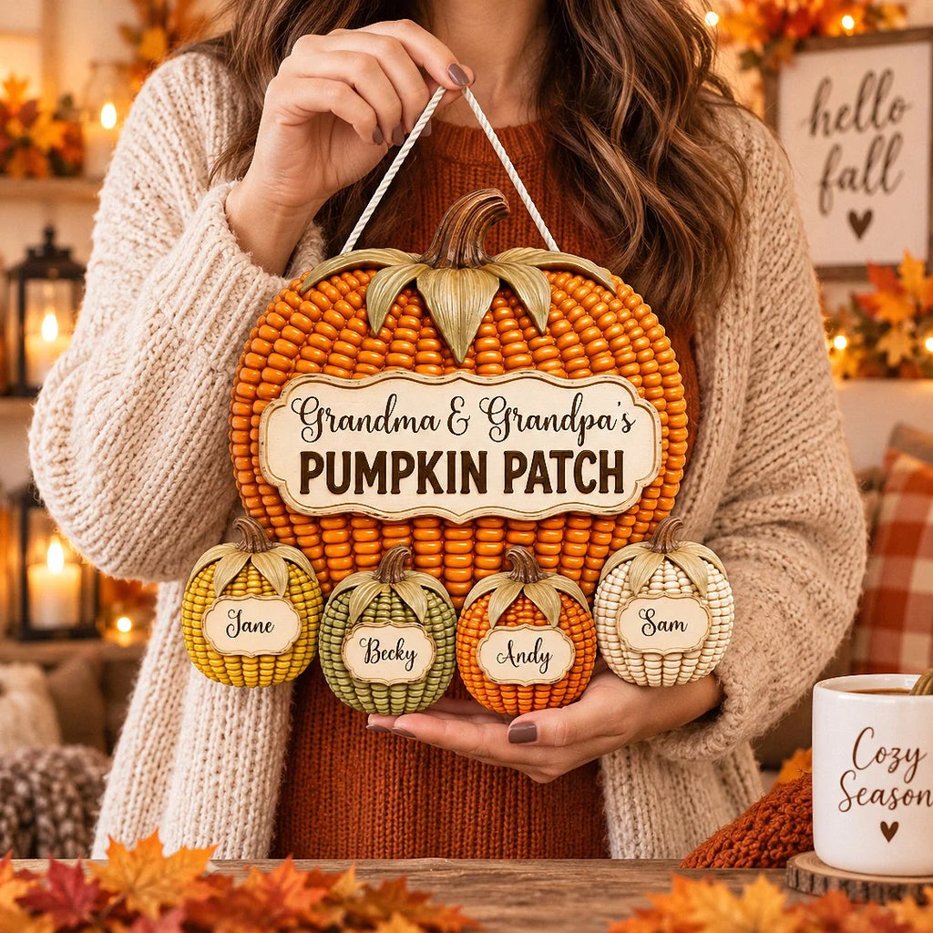 Grandma & Grandpa's PUMPKIN PATCH Personalized Wall Hanging Fall Family Decor Gift