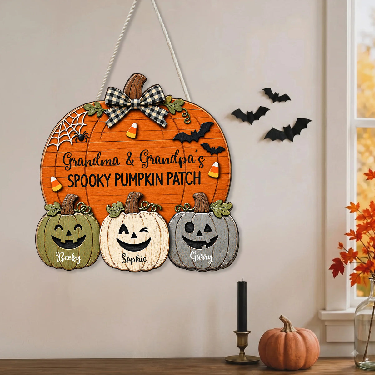 Grandma & Grandpa's Spooky Pumpkin Patch Wall Decor Personalized Halloween Farmhouse Sign