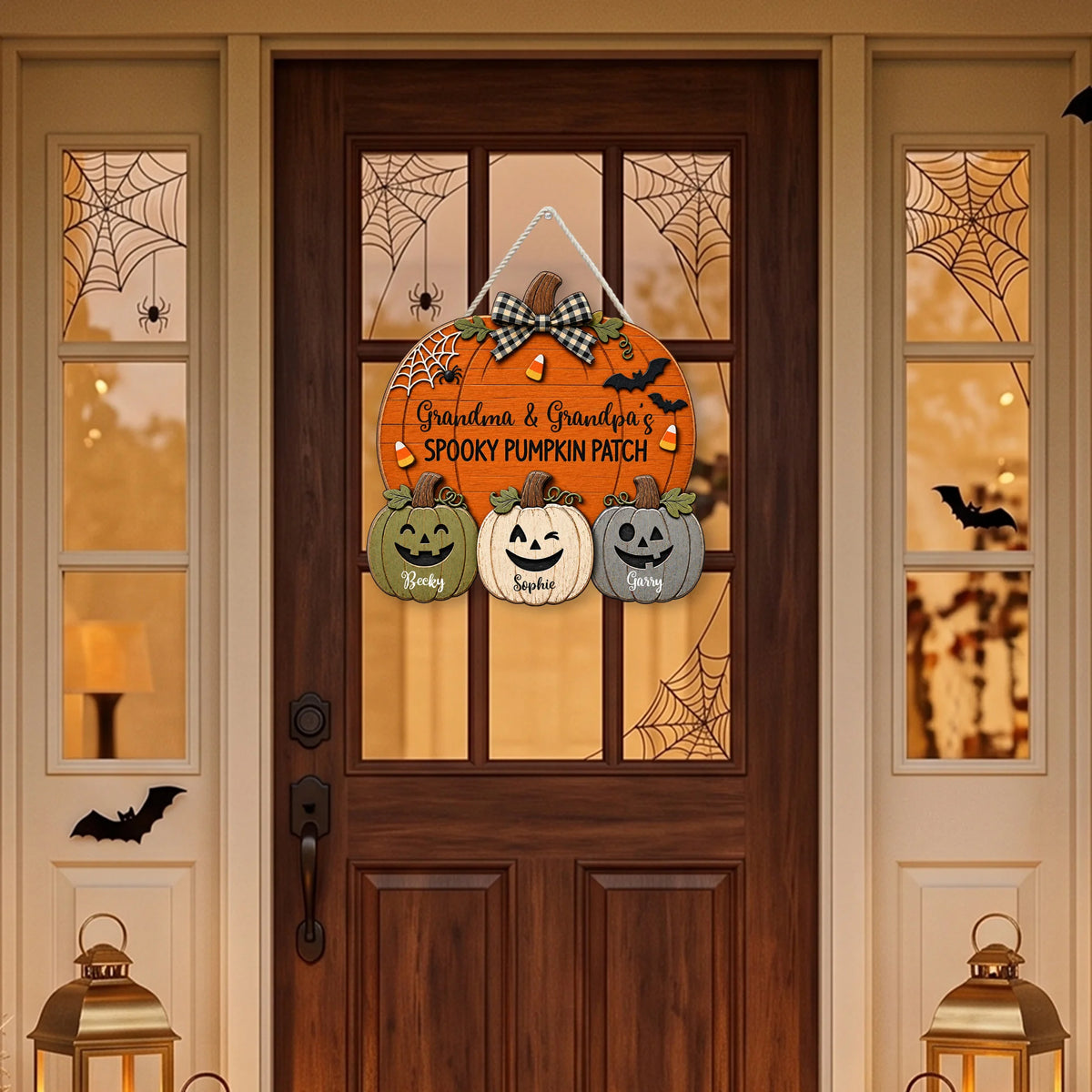 Grandma & Grandpa's Spooky Pumpkin Patch Wall Decor Personalized Halloween Farmhouse Sign