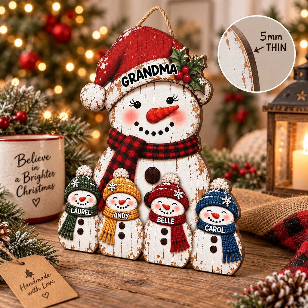 GRANDMA Ornament Personalized Rustic Snowman Family Christmas Gift Custom Name