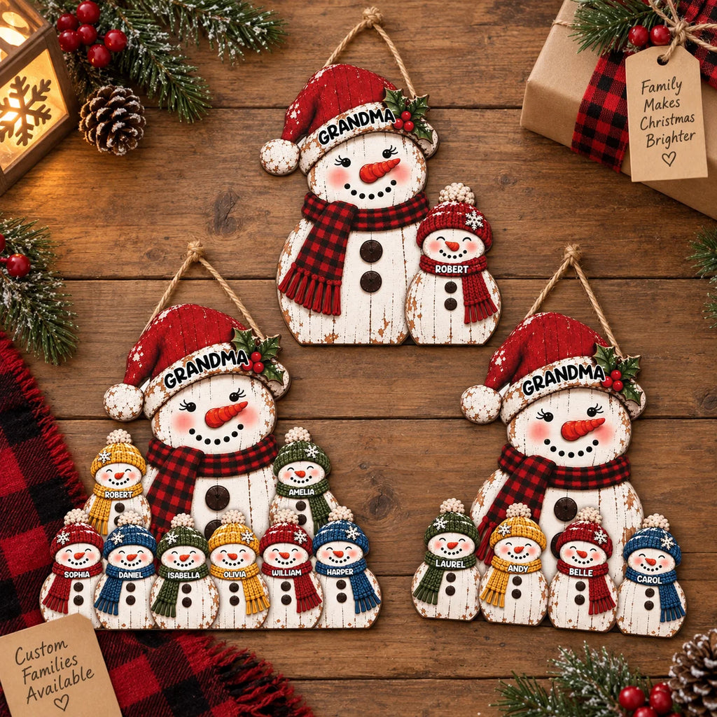 GRANDMA Ornament Personalized Rustic Snowman Family Christmas Gift Custom Name