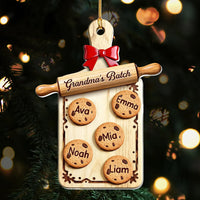 Close-up of Grandma's Batch Ornament Custom Name Christmas Cookie Cutting Board Personalized Gift for Grandma for streetwear fans in Los Angeles