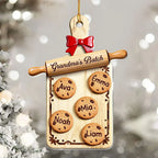 Close-up of Grandma's Batch Ornament Custom Name Christmas Cookie Cutting Board Personalized Gift for Grandma