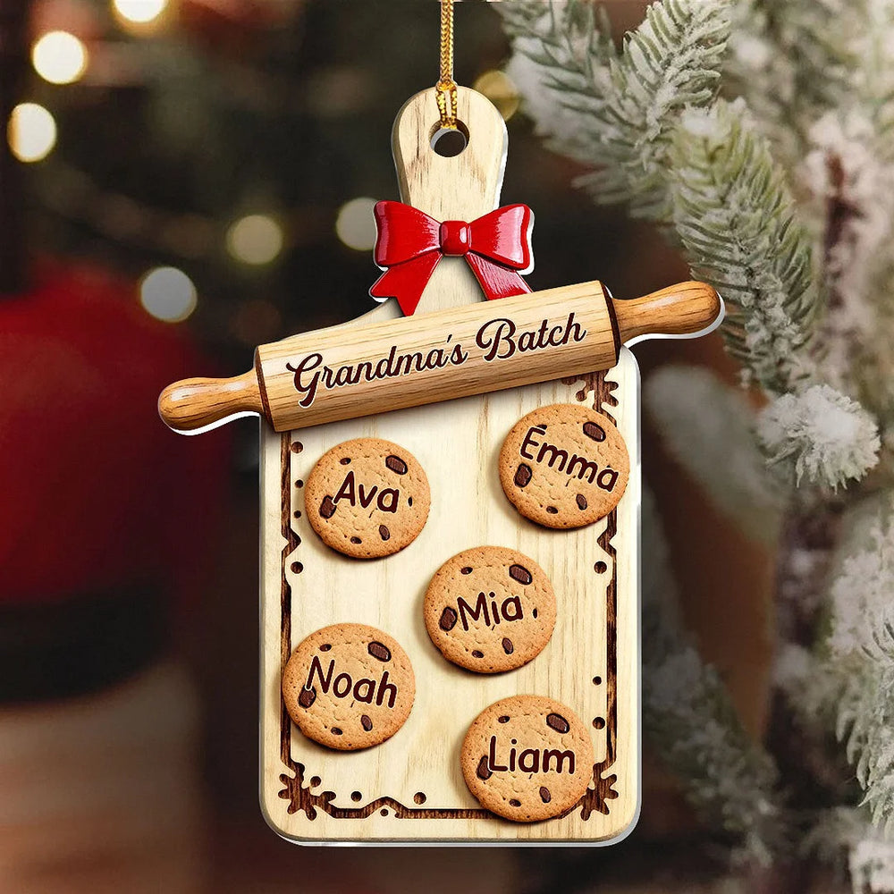 Grandma's Batch Ornament Custom Name Christmas Cookie Cutting Board Personalized Gift for Grandma available at our Los Angeles warehouse
