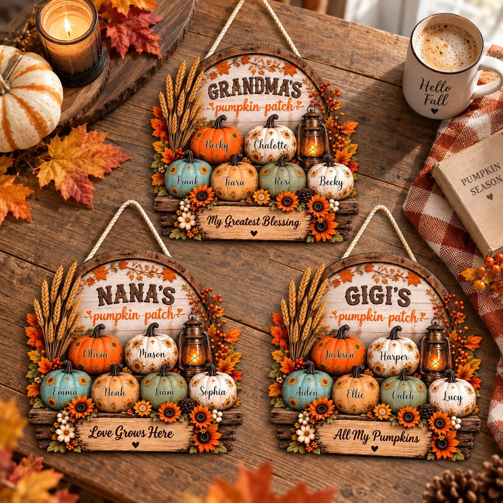 Grandma's Pumpkin Patch Wall Decor My Greatest Blessing Personalized Fall Sign