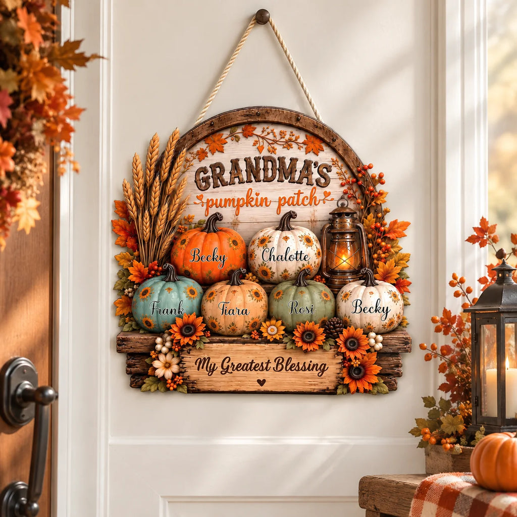 Grandma's Pumpkin Patch Wall Decor My Greatest Blessing Personalized Fall Sign