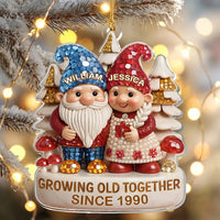 Growing Old Together Ornament Personalized Gnome Couple Acrylic Keepsake for Anniversary and Christm available at our Los Angeles warehouse