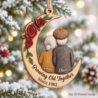 Growing Old Together personalized wooden moon ornament - couple anniversary keepsake detail 4