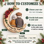Growing Old Together personalized wooden moon ornament - instructions for personalizing two names and year