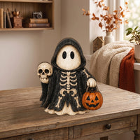 Close-up of Halloween Ghost Figurines Set Cute Spooky Costumed Ghost Figurine Tiered Tray Decor and Collectible  for streetwear fans in Los Angeles