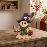 Halloween Wooden Ghost Tabletop Decor Wood Figurine Set for Fall Tiered Tray and Rustic Spooky Home  on a hanger, ready to ship from Los Angeles