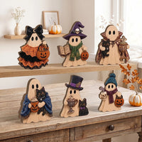 Halloween Wooden Ghost Tabletop Decor Wood Figurine Set for Fall Tiered Tray and Rustic Spooky Home  available at our Los Angeles warehouse