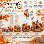 Close-up of Hello Fall Grandma's Pumpkin Patch Personalized Wall Hanging Custom Grandkids Names Gift
