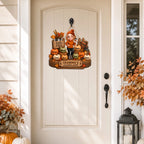Close-up of Hello Fall Grandma's Pumpkin Patch Personalized Wall Hanging Custom Grandkids Names Gift