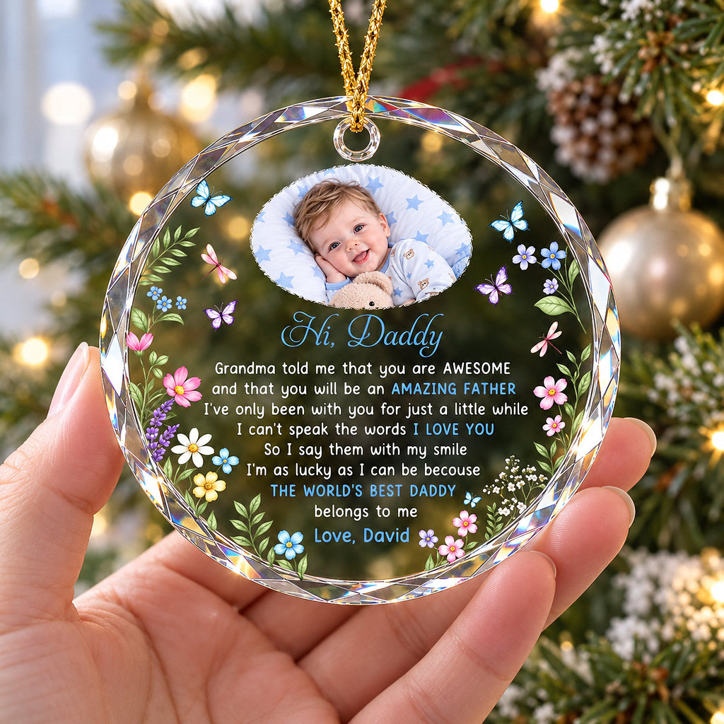 Close-up of Hi Mommy Grandma Told Me You Are Awesome Amazing Mother Ornament New Mom Gift First Christmas Keepsa for streetwear fans in Los Angeles
