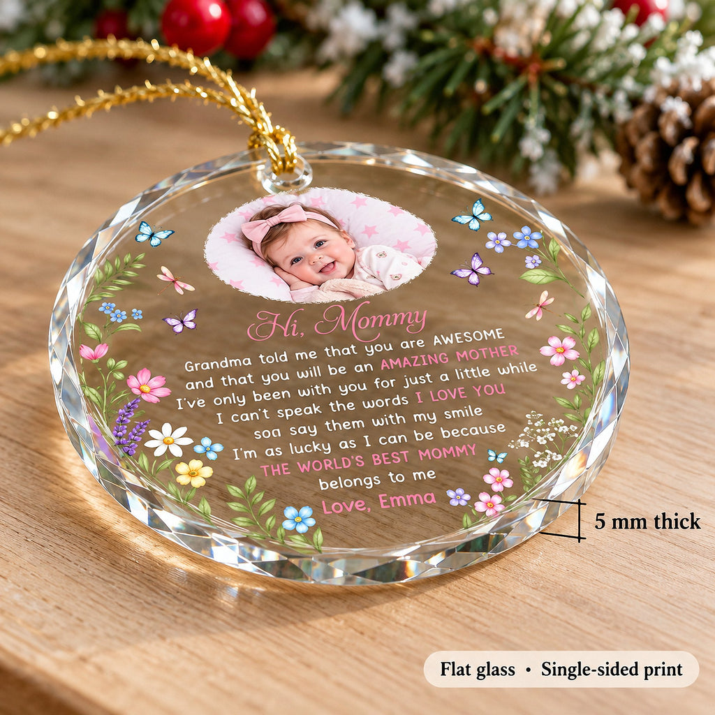 Close-up of Hi Mommy Grandma Told Me You Are Awesome Amazing Mother Ornament New Mom Gift First Christmas Keepsa for streetwear fans in Los Angeles