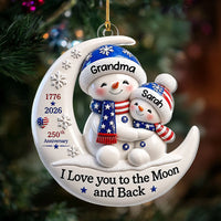 Close-up of I Love You to the Moon and Back Ornament, 1776-2026 250th Anniversary America Keepsake, Personalized for streetwear fans in Los Angeles