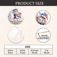 Close-up of I Love You to the Moon and Back Ornament, 1776-2026 250th Anniversary America Keepsake, Personalized for streetwear fans in Los Angeles