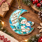 I Love You to the Moon & Back Ornament Stained Glass Snowman Christmas Keepsake Personalized Holiday