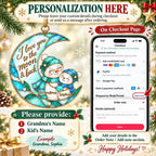 Close-up of I Love You to the Moon & Back Ornament Stained Glass Snowman Christmas Keepsake Personalized Holiday