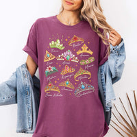 RodyThread Unbranded Fairytale Princess Crowns Signature Short Sleeve T-Shirt Graphic Tee For Women And Teens Coquette Whimsical Preppy Aesthetic Beige Cotton Blend Magical Vacation 2026 Besties Girls Trip Top Casual Loose Fit Summer Y2K Apparel