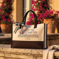 RodyThread Custom Personalized Enjoy The Next Chapter Canvas Tote Bag For Women Preppy Aesthetic Cream Black Custom Name Retirement Gift Never Underestimate The Difference You Made Teacher Appreciation Coworker Leaving Present Beach Bag