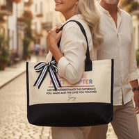 RodyThread Custom Personalized Enjoy The Next Chapter Canvas Tote Bag For Women Preppy Aesthetic Cream Black Custom Name Retirement Gift Never Underestimate The Difference You Made Teacher Appreciation Coworker Leaving Present Beach Bag