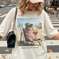 RodyThread Pregnant Girl Summer Funny Cat Meme Maternity Graphic T-Shirt For Expecting Moms Women Casual Vintage Wash Loose Fit Y2K Pepper Grey Cotton Tee Beach Pregnancy Announcement Baby Reveal Gift Summer Clothes Summervibes Wear