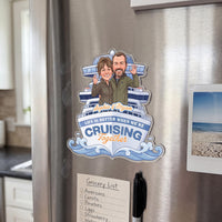 RodyThread Custom Couple Cruise Door Magnet Personalized Vacation Cabin Decor Gift For Couples Nautical Cartoon Caricature Aesthetic Clear Acrylic Cruise Partners For Life Life Is Better Cruising Together Custom Names Room Souvenir