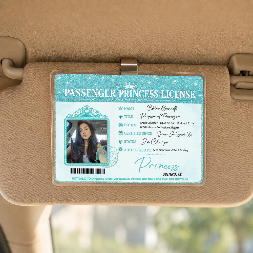 Rodyhread Custom Passenger Princess Car Visor Clip Luxury Photo Visor Clip Novelty Card Holder For Girlfriend Wife Her Pink Y2K Coquette Girly Meme Glitter Acrylic Metal Cute Passenger Seat Car Accessories Gag Gift From Husband Boyfriend