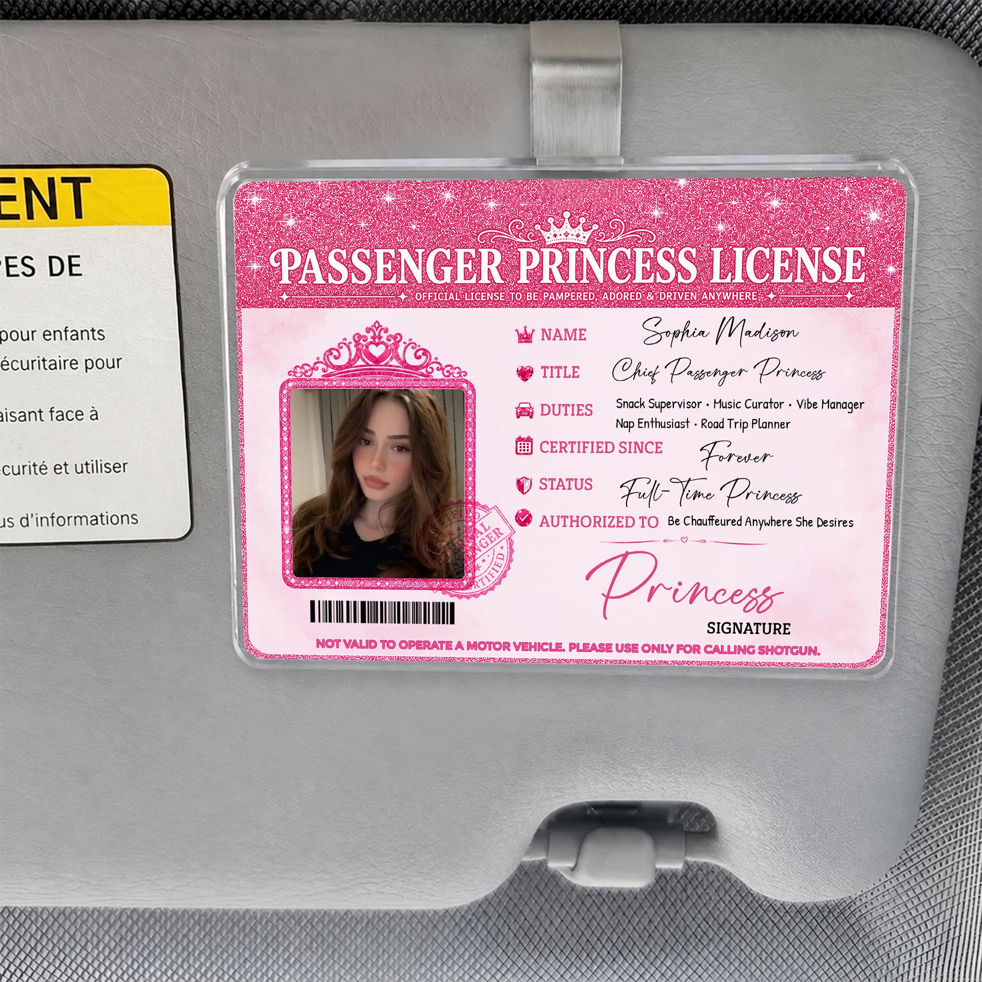 Rodyhread Custom Passenger Princess Car Visor Clip Luxury Photo Visor Clip Novelty Card Holder For Girlfriend Wife Her Pink Y2K Coquette Girly Meme Glitter Acrylic Metal Cute Passenger Seat Car Accessories Gag Gift From Husband Boyfriend