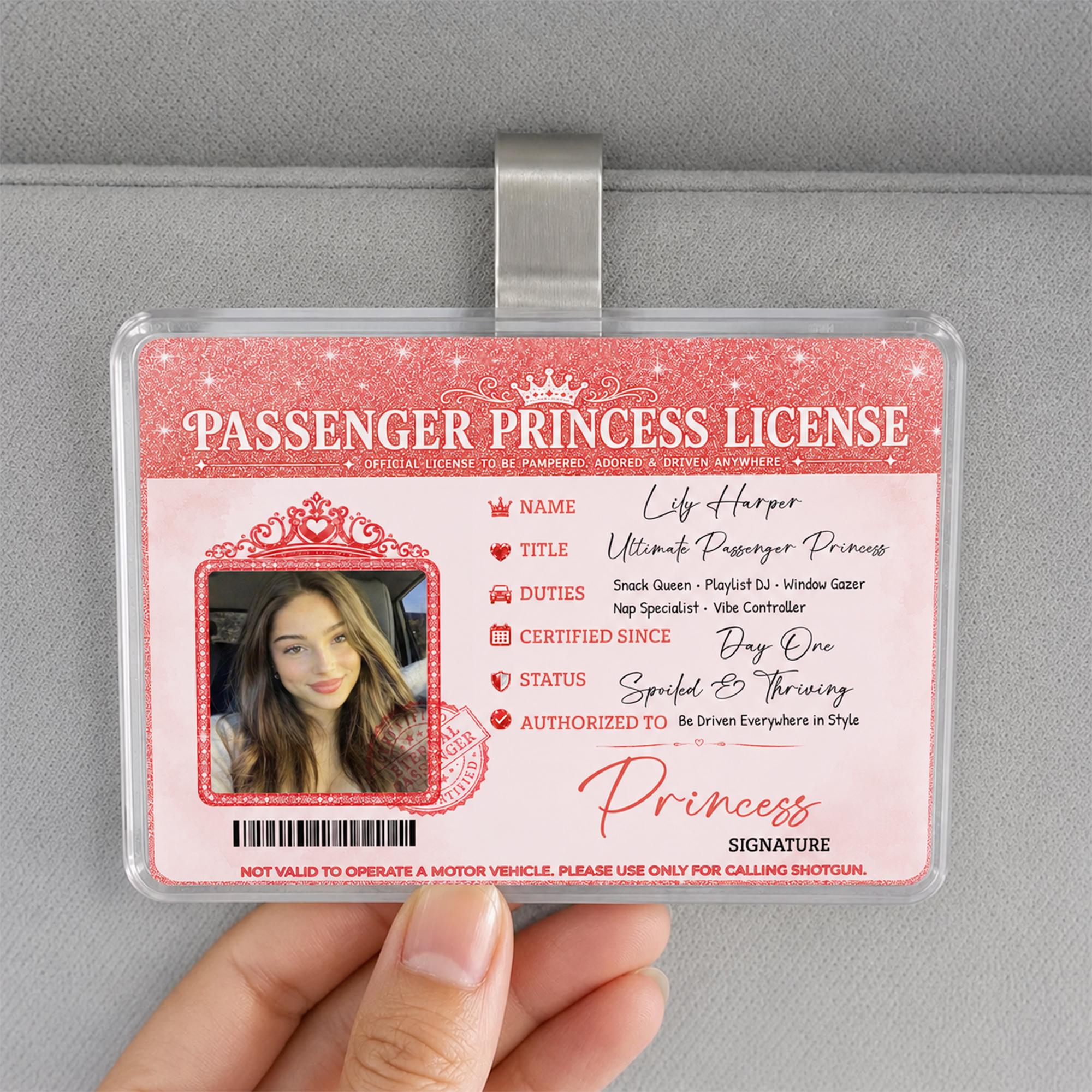 Rodyhread Custom Passenger Princess Car Visor Clip Luxury Photo Visor Clip Novelty Card Holder For Girlfriend Wife Her Pink Y2K Coquette Girly Meme Glitter Acrylic Metal Cute Passenger Seat Car Accessories Gag Gift From Husband Boyfriend