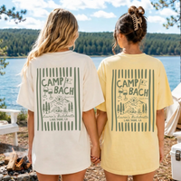 RodyThread Custom Camp Bachelorette Oversized T-Shirt Bridesmaids & Bridal Party Retro Vintage Lake Cabin Vibe Cotton Girls Trip Matching Vacation Outfit Lake Weekend Tee Mountain Bride Custom Camp Bach Shirt