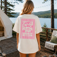 RodyThread Custom Camp Bachelorette Oversized T-Shirt Bridesmaids & Bridal Party Retro Vintage Lake Cabin Vibe Cotton Girls Trip Matching Vacation Outfit Lake Weekend Tee Mountain Bride Custom Camp Bach Shirt