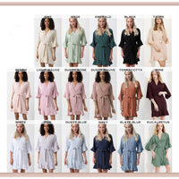 RodyThread Custom Personalized Bridesmaid Ruffle Robes Matching Bridal Party Robe For Women Elegant Preppy Monogram Proposal Gift Blush Pink White Soft Satin Flouncy Getting Ready Wedding Outfit Bride Squad Bachelorette