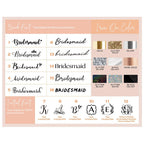Customization guide showing available back script fonts and iron-on foil colors.