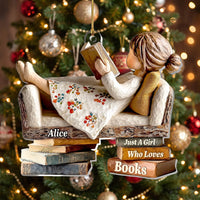 Just A Girl Who Loves Books Ornament Cozy Reading Nook Christmas Decor, Personalized Bookworm Gift f available at our Los Angeles warehouse