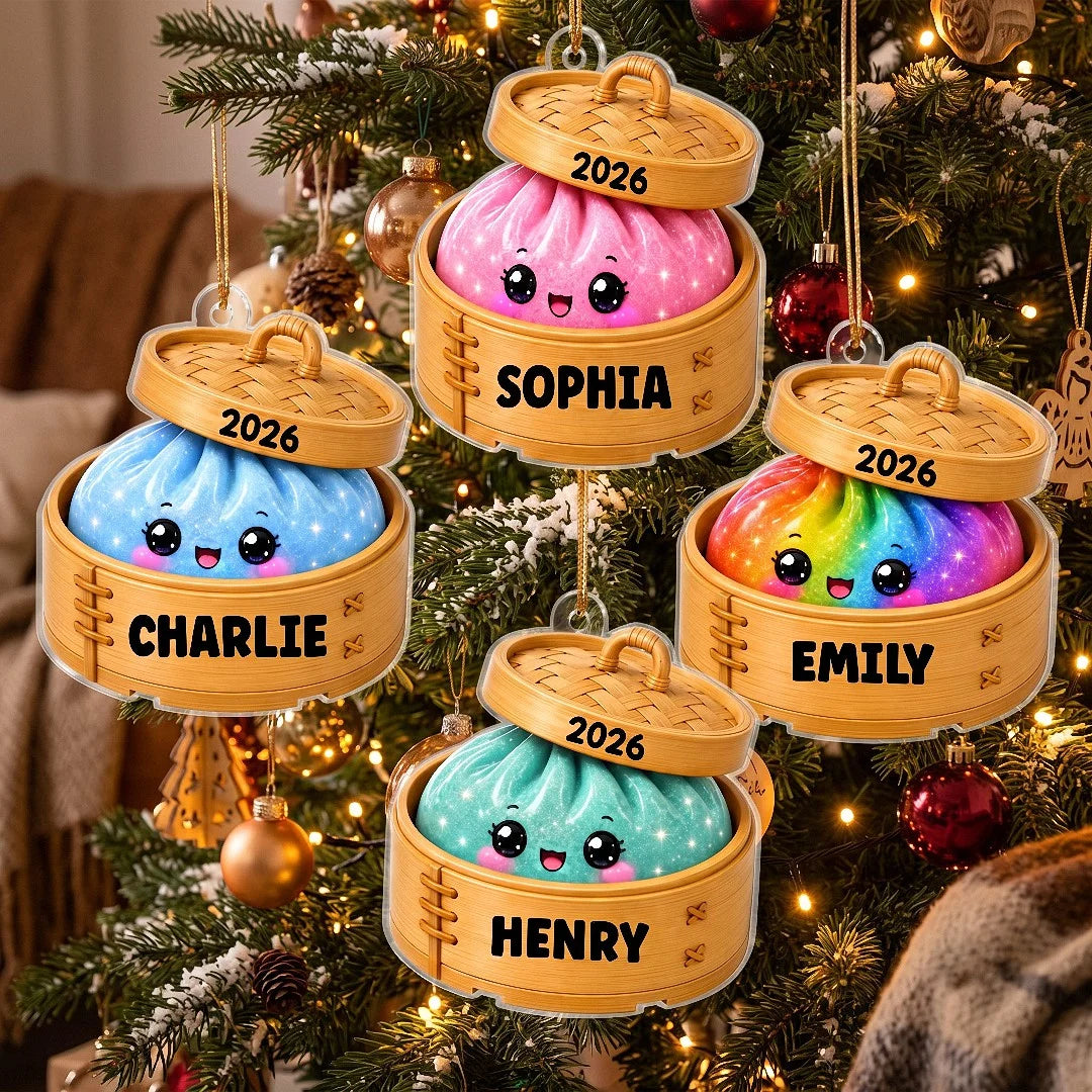 Kawaii Dumpling Bamboo Steamer Christmas Ornament Personalized Cute Dim Sum Foodie Holiday Keepsake  available at our Los Angeles warehouse