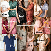 RodyThread Bridesmaid Pajamas Short Set Sleepwear For Women And Bridesmaids Luxe Bridal Getting Ready Aesthetic Emerald Hunter Green Satin Bridesmaid Proposal Gifts Customized Bridal Party Pajama Wedding PJs In My Engaged Era Slumber Party