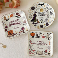 Customer in Los Angeles wearing Magic Halloween Night Boo Trinket Dish Spooky Witchy Jewelry Tray Ring Dish Halloween Home Decor Gif