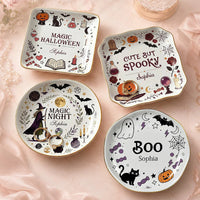 Customer in Los Angeles wearing Magic Halloween Night Boo Trinket Dish Spooky Witchy Jewelry Tray Ring Dish Halloween Home Decor Gif