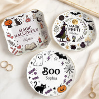 Magic Halloween Night Boo Trinket Dish Spooky Witchy Jewelry Tray Ring Dish Halloween Home Decor Gif available at our Los Angeles warehouse