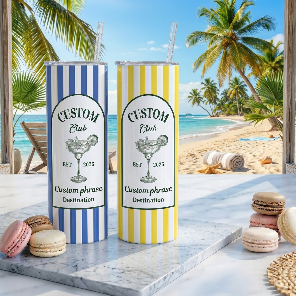 RodyThread Personalized Vacation Tumbler 20oz Skinny Tumbler Bridesmaid Proposal Gift Preppy Italian Summer Amalfi Coast Bachelorette Mint Green Striped Stainless Steel Custom Birthday Cruise Cup Party Last Toast on the Coast Decor