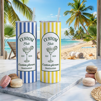 RodyThread Personalized Vacation Tumbler 20oz Skinny Tumbler Bridesmaid Proposal Gift Preppy Italian Summer Amalfi Coast Bachelorette Mint Green Striped Stainless Steel Custom Birthday Cruise Cup Party Last Toast on the Coast Decor