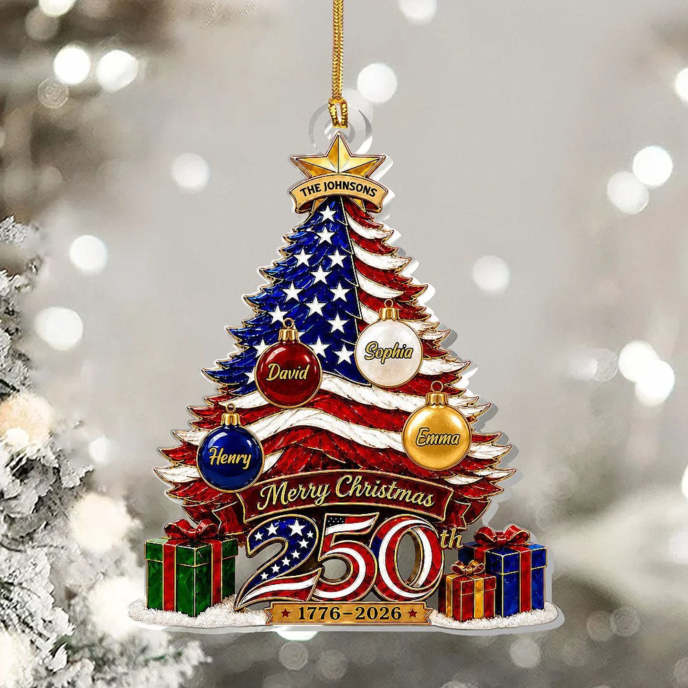 Merry Christmas 250th 1776-2026 Ornament, America 250th Anniversary US Semiquincentennial American F available at our Los Angeles warehouse