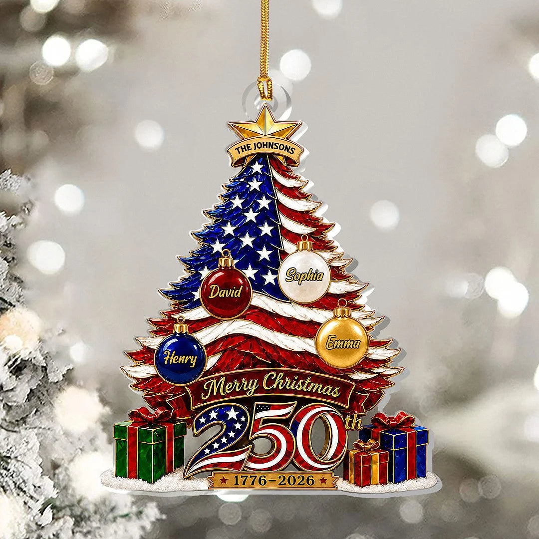 Merry Christmas 250th 1776-2026 Ornament, America 250th Anniversary US Semiquincentennial American F