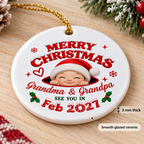 Customer in Los Angeles wearing Merry Christmas Ornament Personalized Baby's First Christmas Keepsake Custom Name Gift for Grandma G