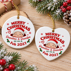 Close-up of Merry Christmas Ornament Personalized Baby's First Christmas Keepsake Custom Name Gift for Grandma G for streetwear fans in Los Angeles