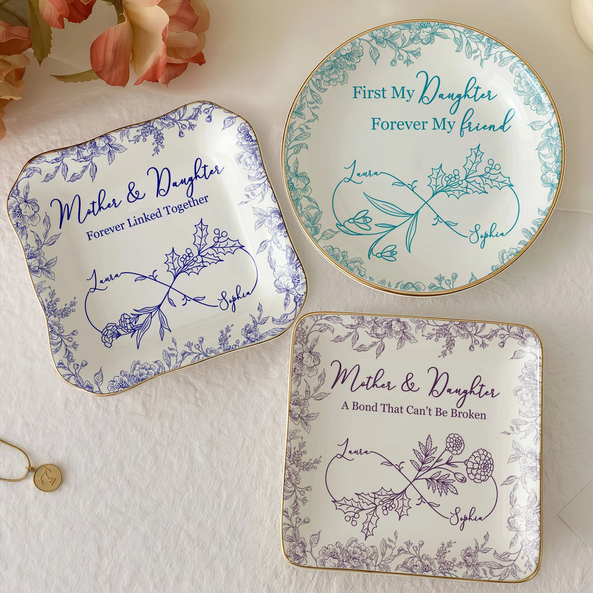 Mother Daughter Trinket Dish First My Daughter Forever My Friend Personalized Jewelry Holder Keepsak
