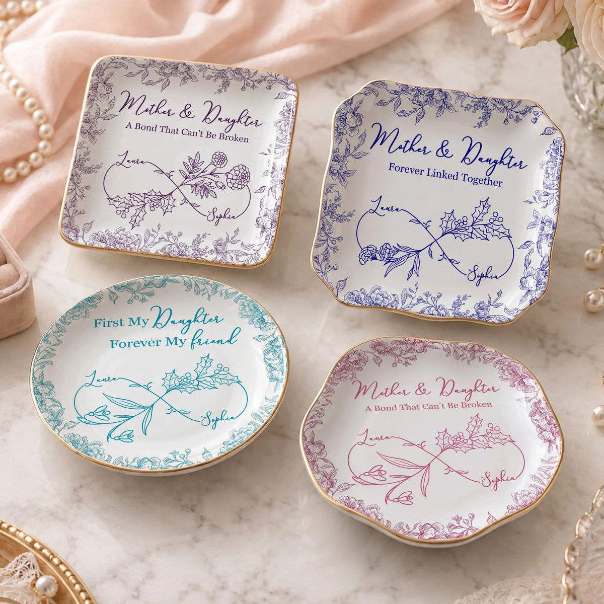 Mother Daughter Trinket Dish First My Daughter Forever My Friend Personalized Jewelry Holder Keepsak